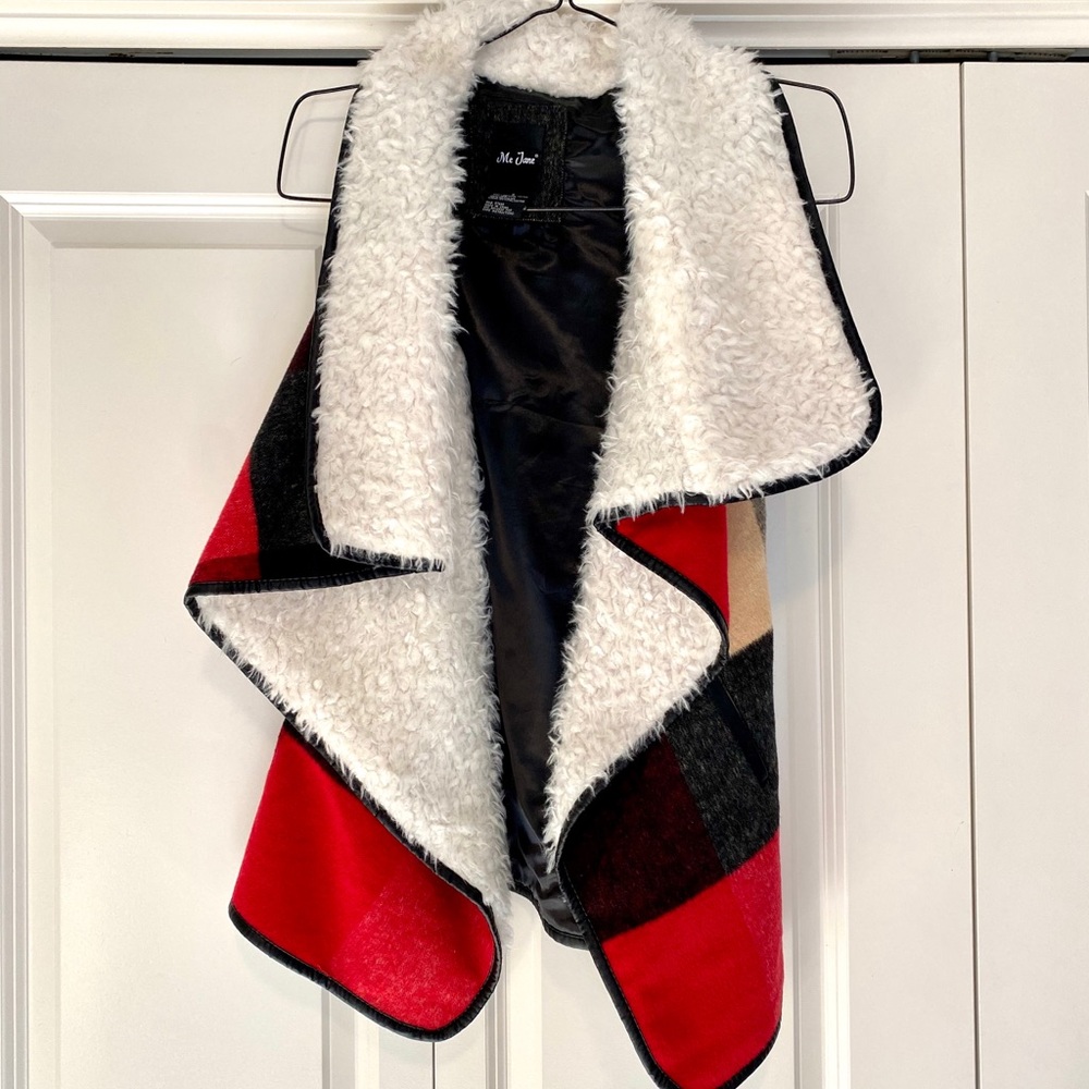 Me Jane Sherpa Buffalo plaid vest